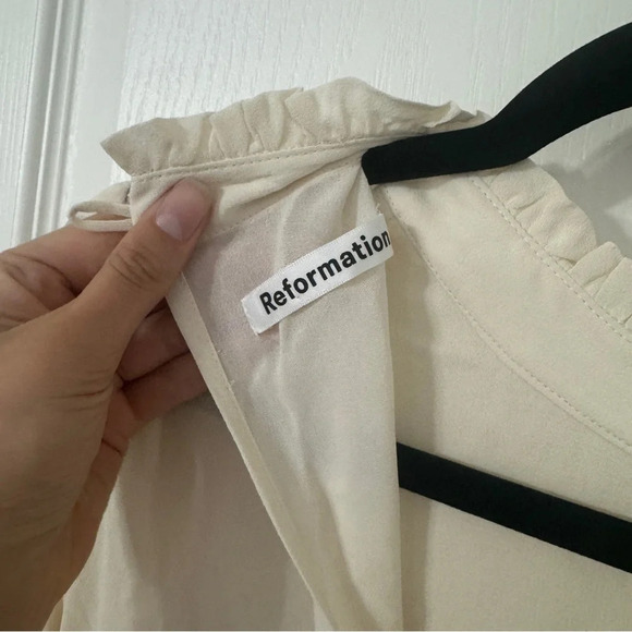 NEW Reformation Hallie Maxi Long Sleeve Dress 6 Victorian Ruffle Cream Dress - Picture 11 of 12